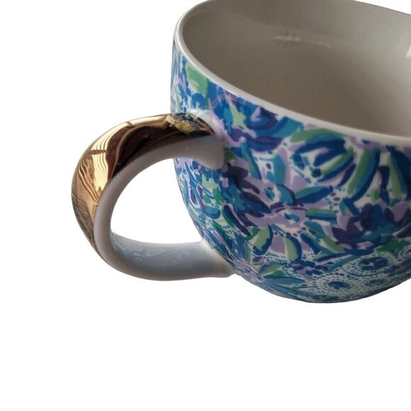 Lilly Pulitzer Tea Coffee Mug Blue Purple Floral Abstract - Picture 3 of 9